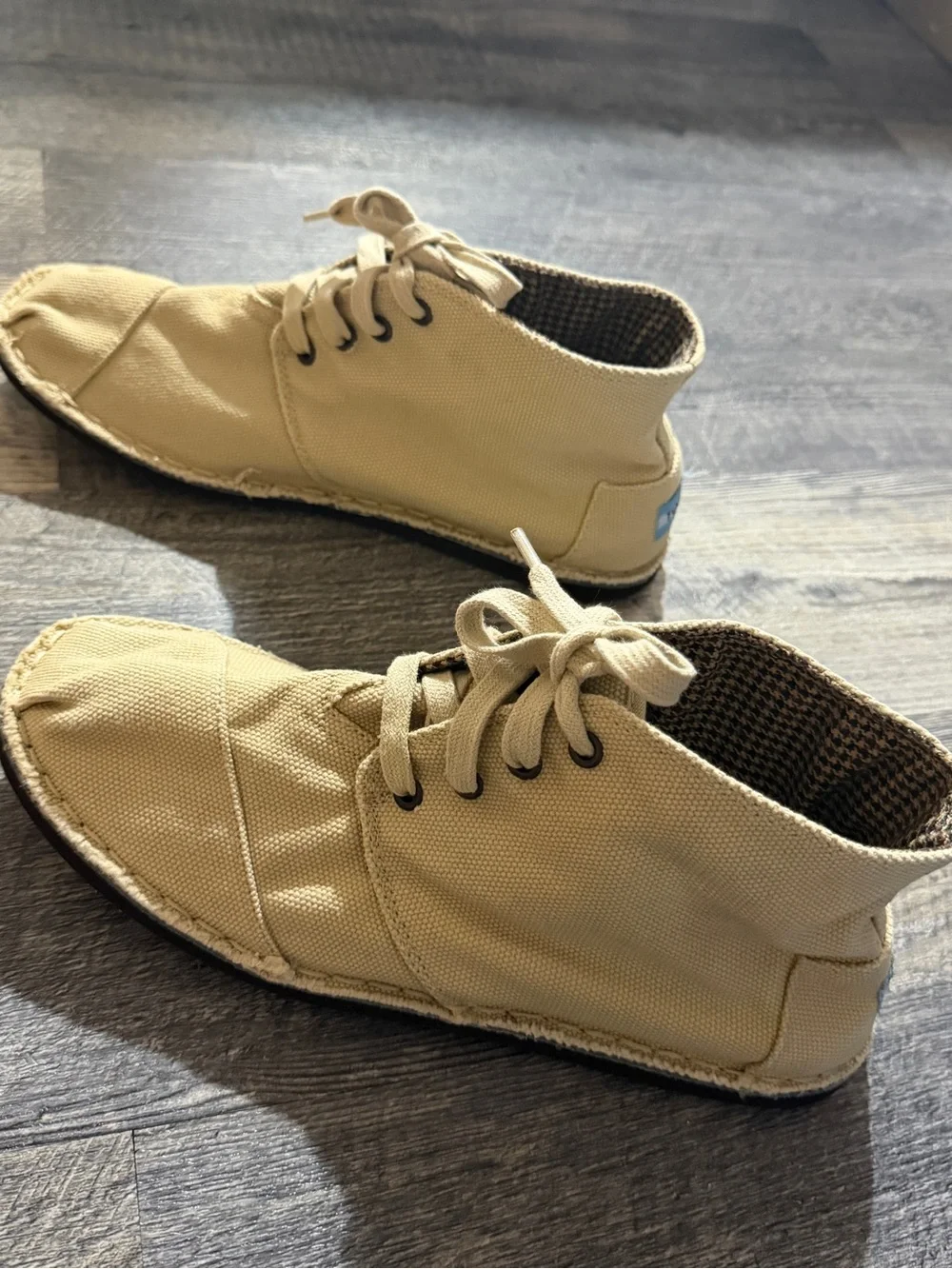 TOMS Beige Canvas Lace-Up Casual Shoes Men’s 9.5